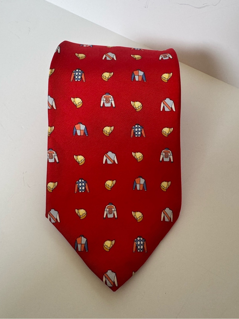Brooks Brothers Makers Silk Necktie Red Equestrian Jockey Silks Racing Tie